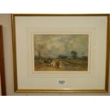 A framed and glazed watercolour, farm track signed W Manhere.