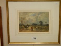 A framed and glazed watercolour, farm track signed W Manhere.