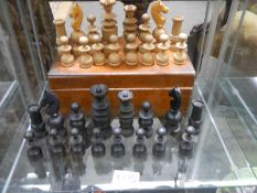 A 19/20th century wooden chess set.