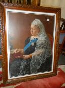 A large framed and glazed portrait print of Queen Victoria, COLLECT ONLY.