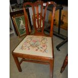 A Victorian bedroom chair with tapestry seat. COLLECT ONLY.