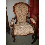 A good Victorian mahogany spoon back chair on cabriole legs, COLLECT ONLY.