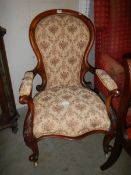 A good Victorian mahogany spoon back chair on cabriole legs, COLLECT ONLY.