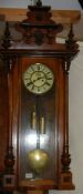 A mahogany double weight regulator wall clock, COLLECT ONLY.