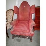 A huge Victorian throne style wing armchair, COLLECT ONLY.