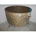 A large Victorian embossed brass cauldron/log bin, COLLECT ONLY.