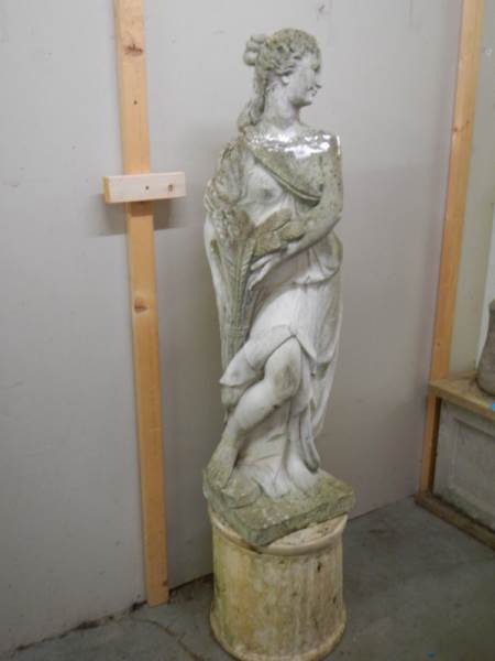 A pair of tall garden statues on plinths, COLLECT ONLY. - Image 3 of 5