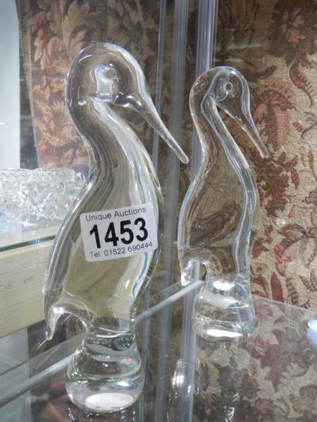 Two Island glass from Isle of Man vintage lead crystal birds.