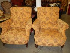 A pair of good quality newly re-upholstered arm chairs, COLLECT ONLY.