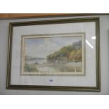 A framed and glazed watercolour rural river scene signed Allan.