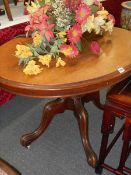 A single pedestal oval mahogany dining table, COLLECT ONLY.