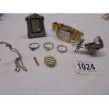 A mixed lot including hm silver photo frame, rickshaw, gold pendant, gent's Rotary wrist watch etc.,