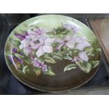 A large hand painted floral platter.