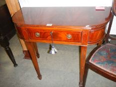 A mahogany single drawer hall table with string inlay, COLLECT ONLY.