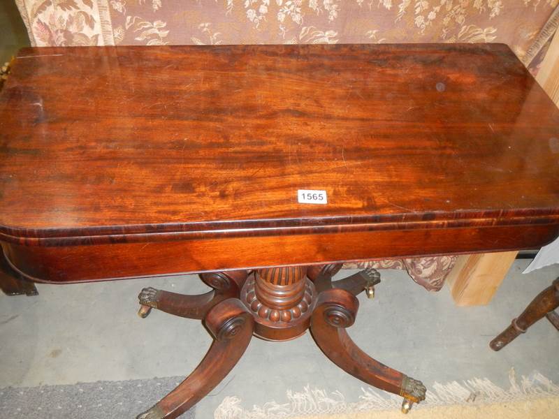 A Victorian fold over pedestal table, COLLECT ONLY. - Image 2 of 3