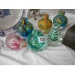 Six good coloured glass bud vases.