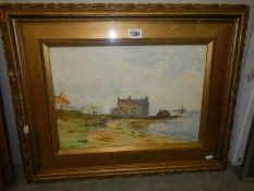 A framed and glazed watercolour coastal scene signed Henderson Tarbet. COLLECT ONLY