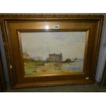 A framed and glazed watercolour coastal scene signed Henderson Tarbet. COLLECT ONLY