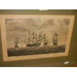 An early engraving featuring sailing ships, dated 1706.