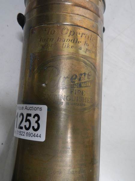 A vintage Pyrene brass fire extinguisher. - Image 2 of 2