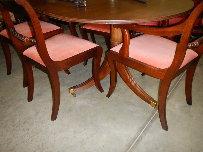 An oval mahogany dining chair with a set of six rail back chairs, COLLECT ONLY. - Image 2 of 3
