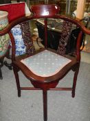 A Chinese mahogany corner chair, COLLECT ONLY.