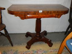 A Victorian mahogany fold over card table, COLLECT ONLY.