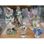 A mixed lot of Victorian porcelain figures.