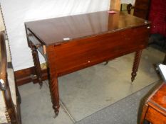 A good mahogany Pembroke table on barley twist legs, COLLECT ONLY.