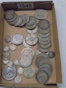Approximately 390 grams of pre 1947 silver florins and threepenny bits.
