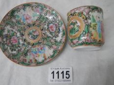 An early Chinese tea cup and saucer in good condition.