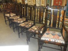 A set of six Edwardian oak dining chairs, COLLECT ONLY.