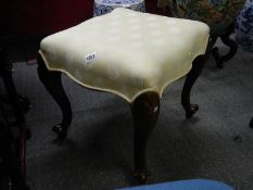 A mahogany cabriole leg stool, COLLECT ONLY.