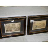 A pair of framed and glazed coloured engraving.