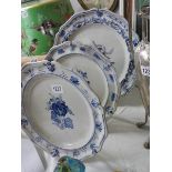 Three Delft style blue and white plates.