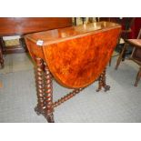 A Victorian walnut inlaid Sutherland table on barley twist supports, COLLECT ONLY.