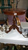 A dark wood stained tripod wine table, COLLECT ONLY