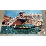 A deep piled rug depicting a Venice canal bridge & gondola - 148cm x 93cm. COLLECT ONLY