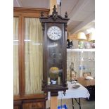 A Victorian mahogany twin weight Vienna wall clock, COLLECT ONLY.