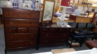 2 dark wood stained bedroom chest of drawers, COLLECT ONLY