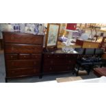 2 dark wood stained bedroom chest of drawers, COLLECT ONLY