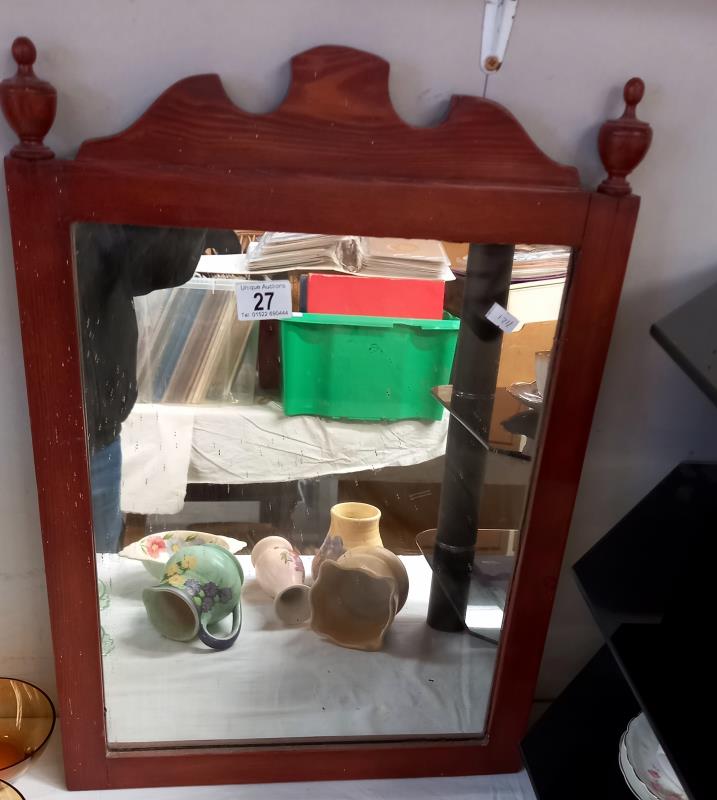 A pine framed mirror - 42cm x 60cm. COLLECT ONLY