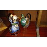 A Chinese figural pottery teapot & a figure