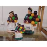 Three Royal Doulton balloon figures, small, medium and large.