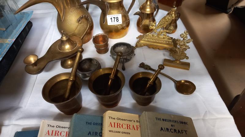 A quantity of brass including pestle & mortars & Turkish teapots etc. - Image 3 of 3