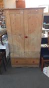 A reclaimed pine cupboard with shelves and drawer 87cm x 42cm x height 155cm