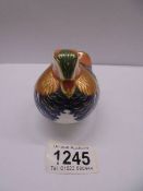 A Royal Crown Derby pheasant paperweight with silver stopper.
