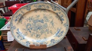 A large Victorian blue & white meat platter, 49cm x 39cm. COLLECT ONLY