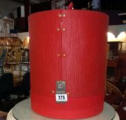 A vintage hat box diameter 31.5cm, height 36cm, height including handle 42cm, COLLECT ONLY