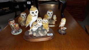 A quantity of barn owl ornaments including Little Nook Osbourne owl